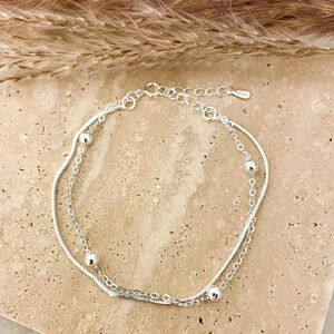 925 Sterling Silver Bead Bracelet Dainty Bracelet Minimalist Stacking Bracelet